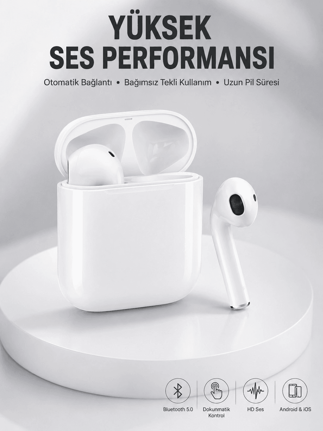 2. Nesil Bluetooth Android Ve İos Uyumlu Kablosuz Kulaklık Çağrı Cevaplama