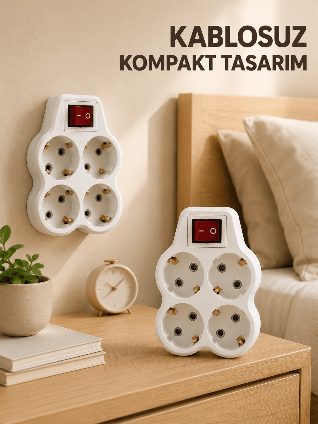 2’li Set 4’lü Priz Çoklayıcı Açma Kapama Anahtarlı Direkt Prize Takılan Adaptör