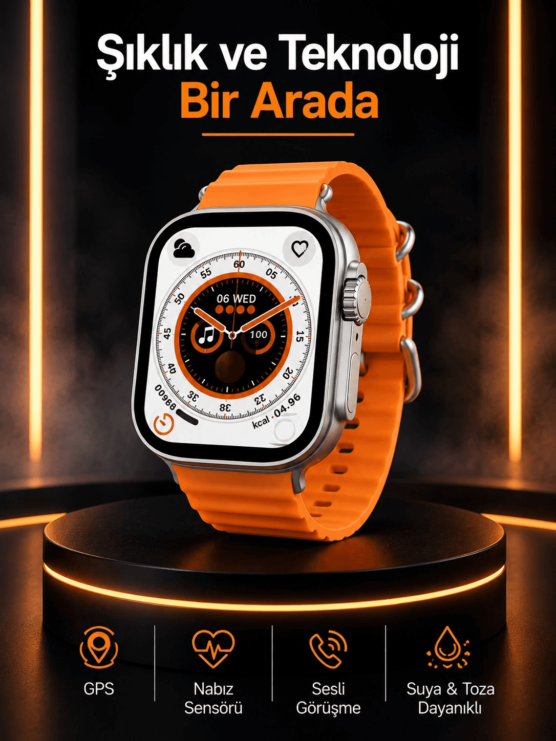 Akıllı Saat Android Ve İos Uyumlu 49 Mm Nfc Özelliği Gps Takibi Yeni Nesil