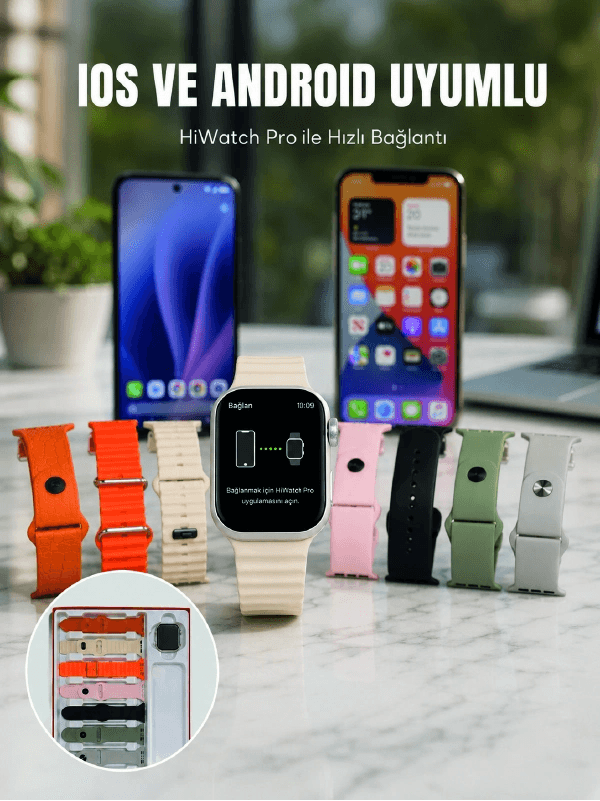 Akıllı Saat Bluetooth Arama Özellikli 7 Kordonlu Spor Ve Günlük Kullanıma Uygun