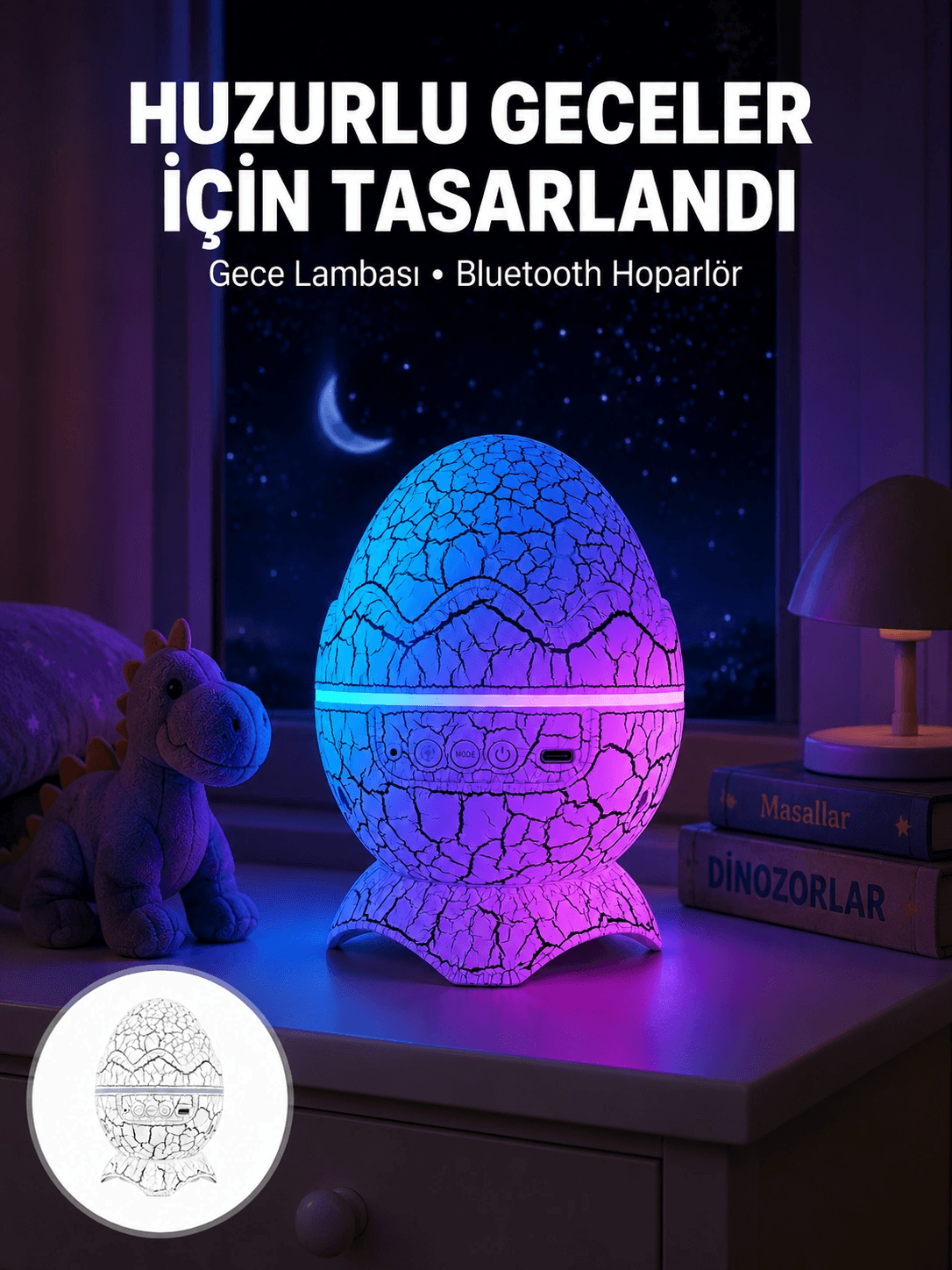 Bluetooth Hoparlör Özellikli 7 Renkli Gece Aydınlatması Yeni Nesil