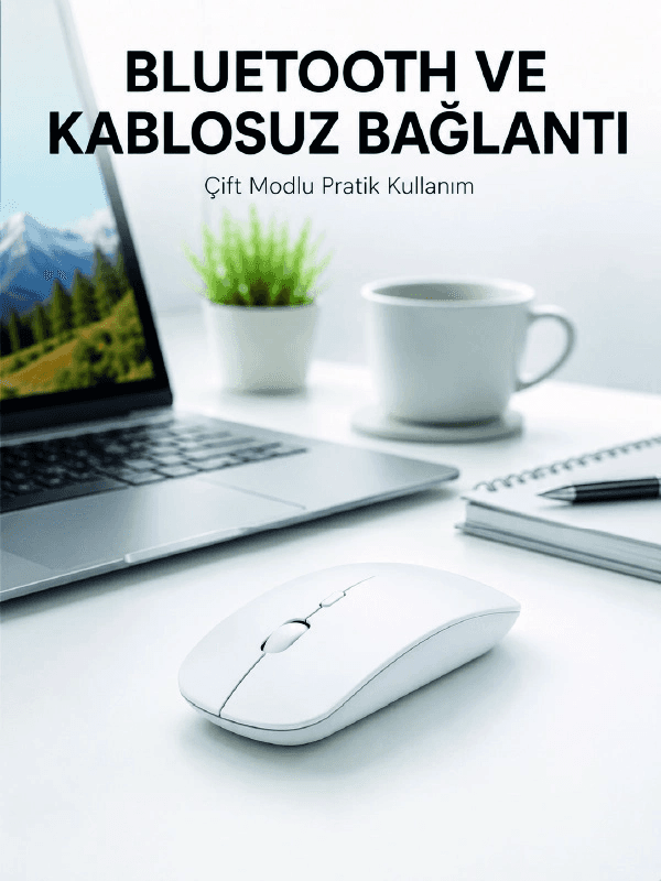 Bluetooth Kablosuz Wireless Mouse Şarjlı Sessiz Ergonomik 5000 Dpı Fare