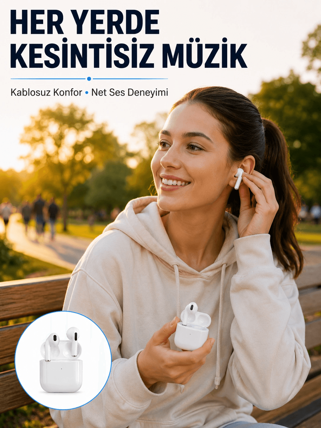 Bluetooth Kulaklık Beyaz Çağrı Cevaplama Dokunmatik Kontrol Kablosuz Yeni Nesil