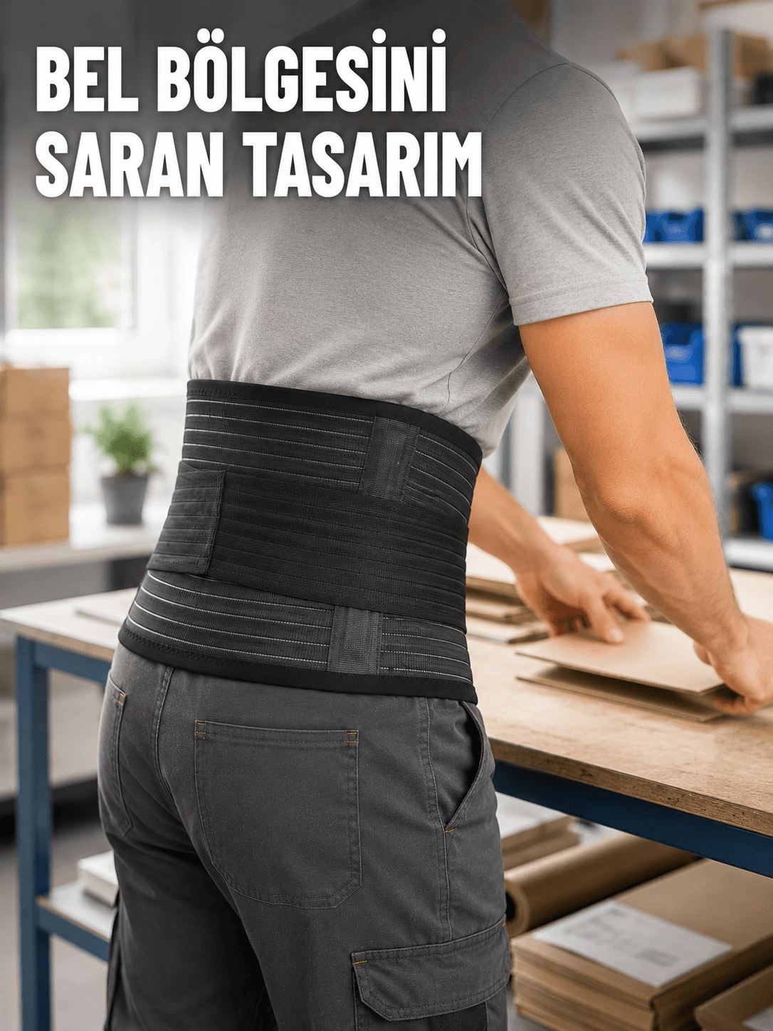 Çalışma Korsesi Güçlendirilmiş Elastik Bantlı Ayarlanabilir Bel Desteği