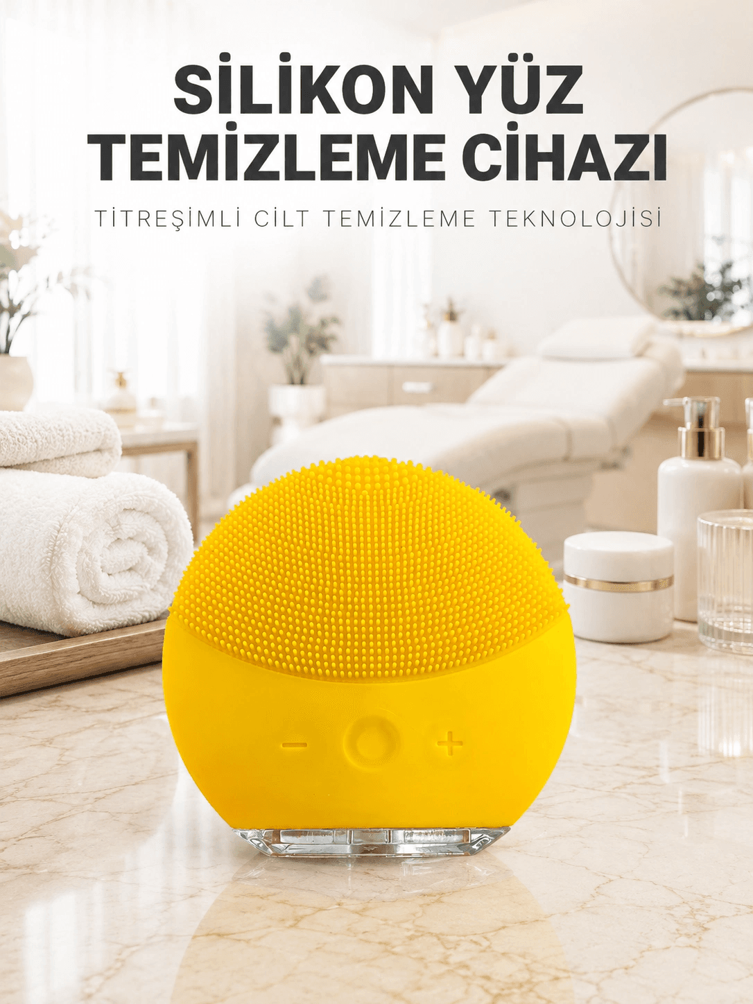 Elektrikli Silikon Yüz Temizleme Fırçası Şarjlı Ayarlanabilir Titreşimli Cilt Bakımı