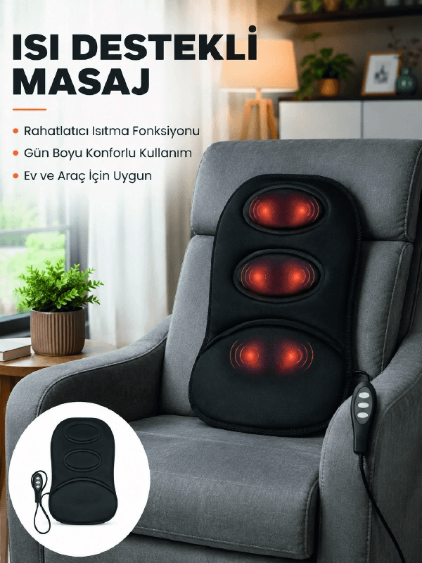 Isıtmalı Masaj Minderi Masaj Motoru, Kablolu Kumanda Ve Çoklu Masaj Modu
