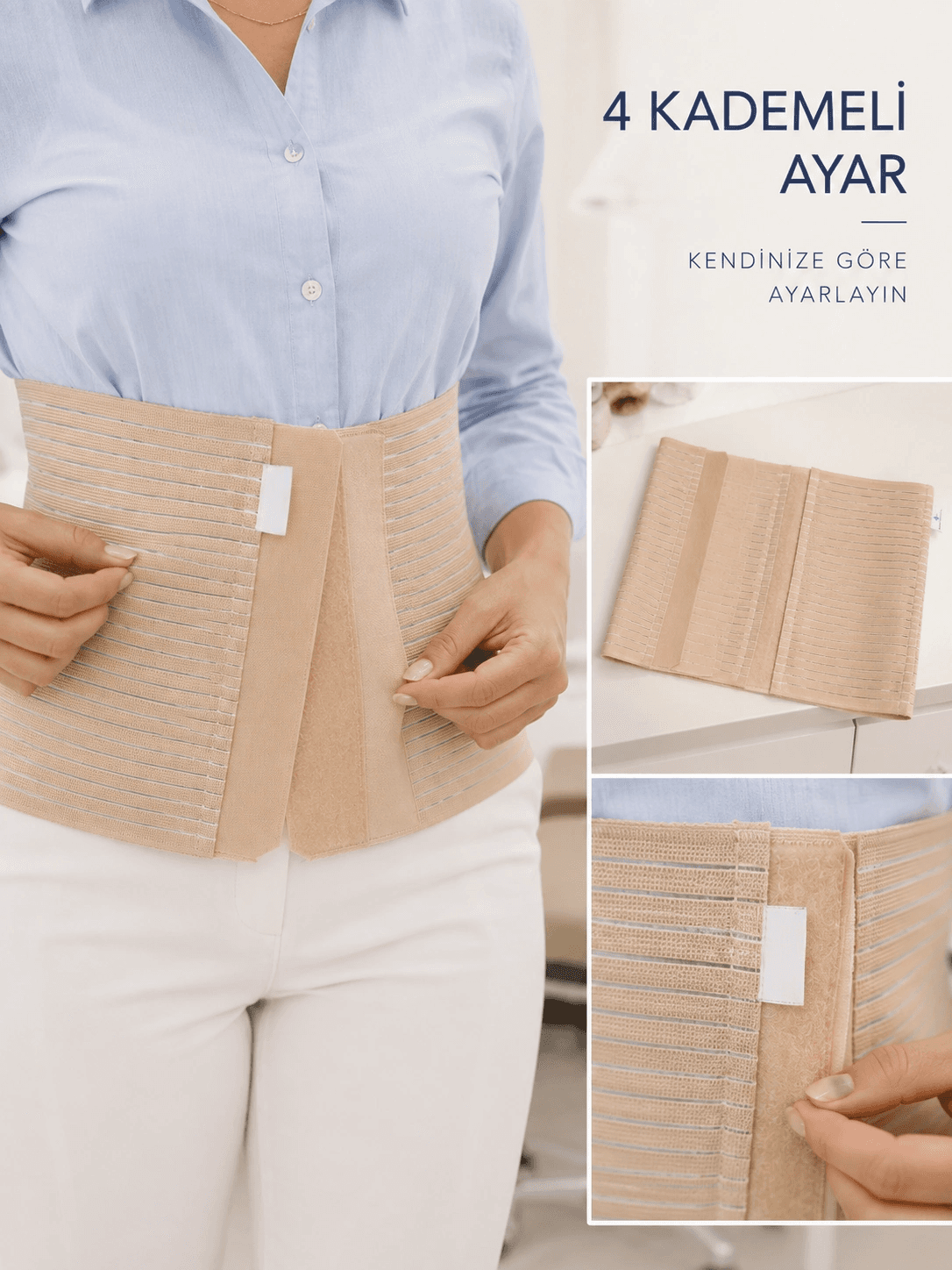 Kadın Abdominal Korse 26 Cm Karın Ve Bel Bölgesi 4 Kademeli Ayarlanabilir Korse