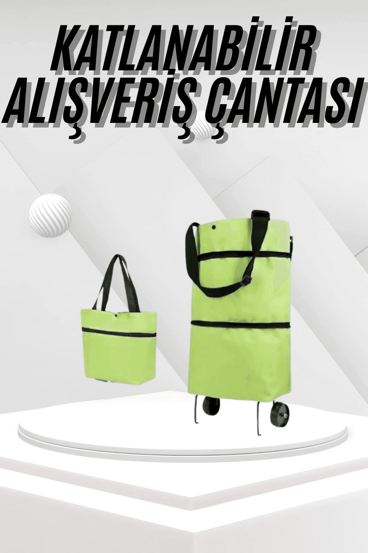 Katlanabilir Tekerlekli Pazar Market Çarşı Arabası Market Alışveriş Çantası