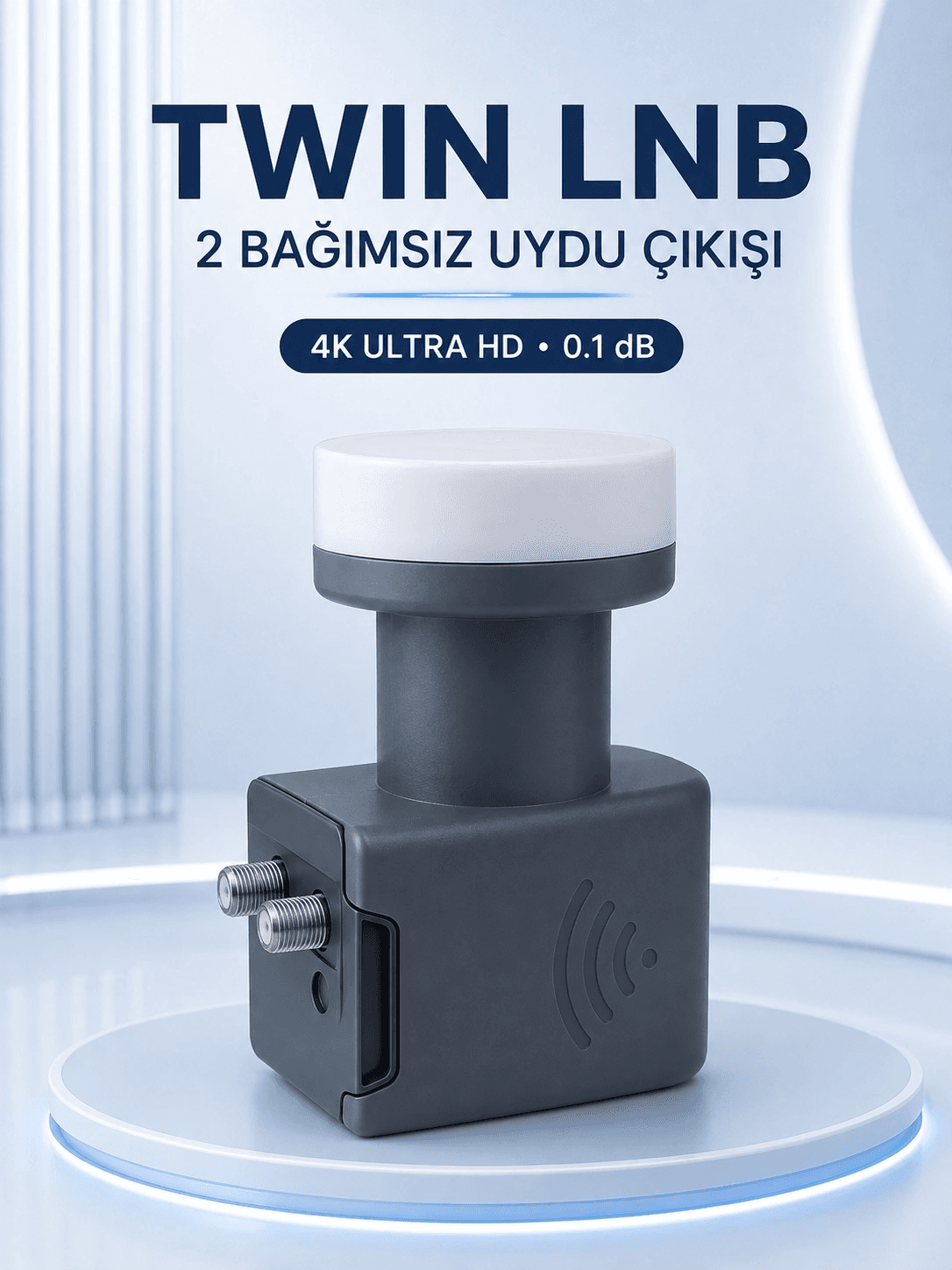 Ku Band Twin Lnb Çift Çıkış 4k Ultra Hd Destekli 0.1 Db Uydu Anten Lnb