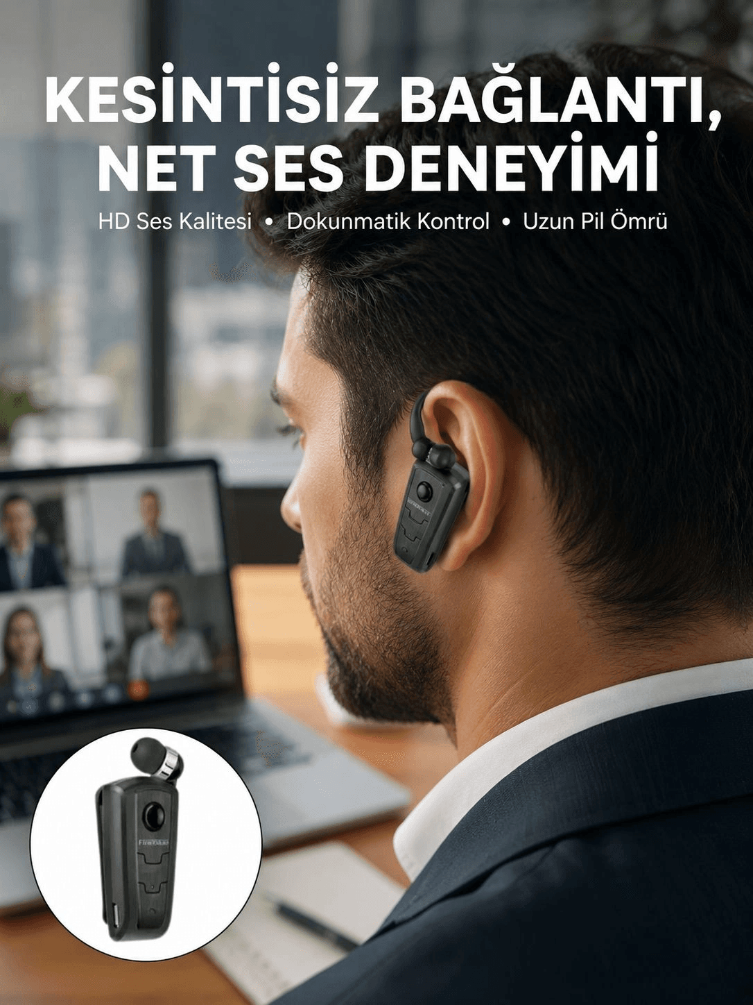 Mikrofonlu Makaralı Bluetooth Kulakiçi Kulaklık Android Ve İos Uyumlu Yeni Nesil