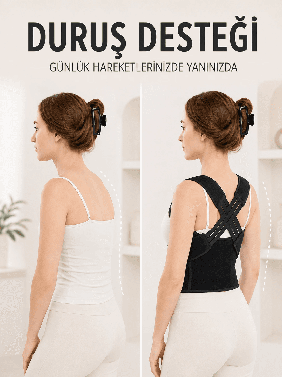Postür Dik Duruş Korsesi Sırt Destekli Ayarlanabilir Lastikli Bel Korsesi
