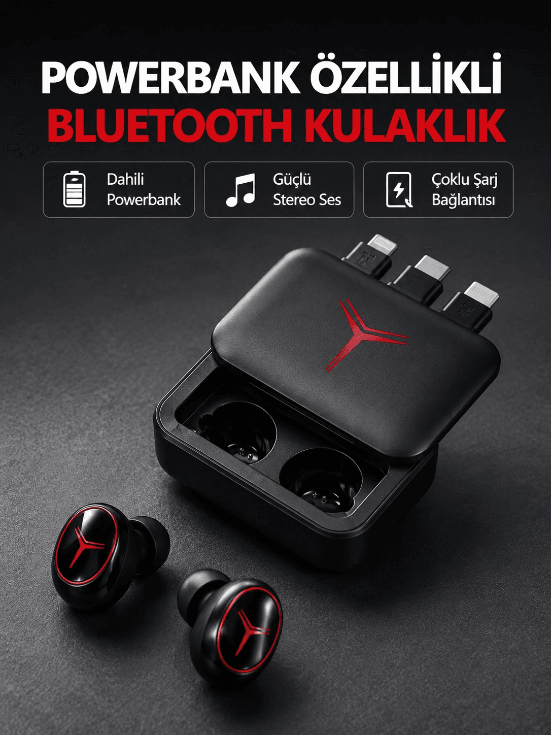 Powerbank Özellikli Bluetooth Kablosuz Kulaklık – Dokunmatik Kontrol, Uzun Pil Ömrü, Ergonomik Tasarım