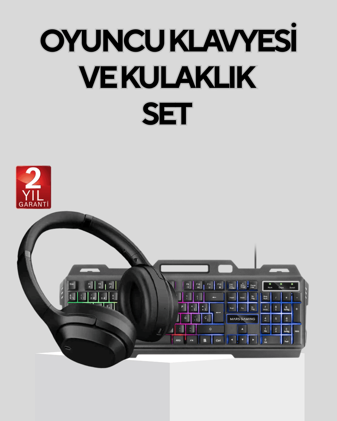 Set Işıklı Klavye Mouse + Bluetooth 5.2 Kulaklık Paketi