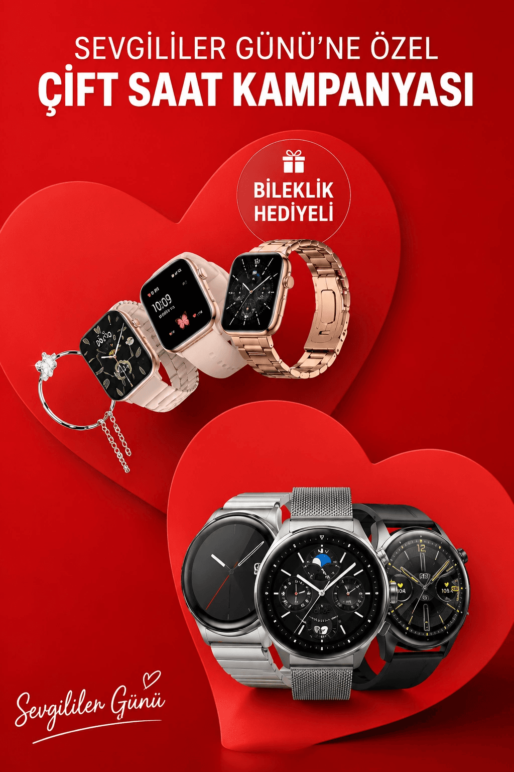 Sevgiliye Özel Yeni Nesil Akıllı Saat Çiftlere Özel Kampanya Çift Saatleri