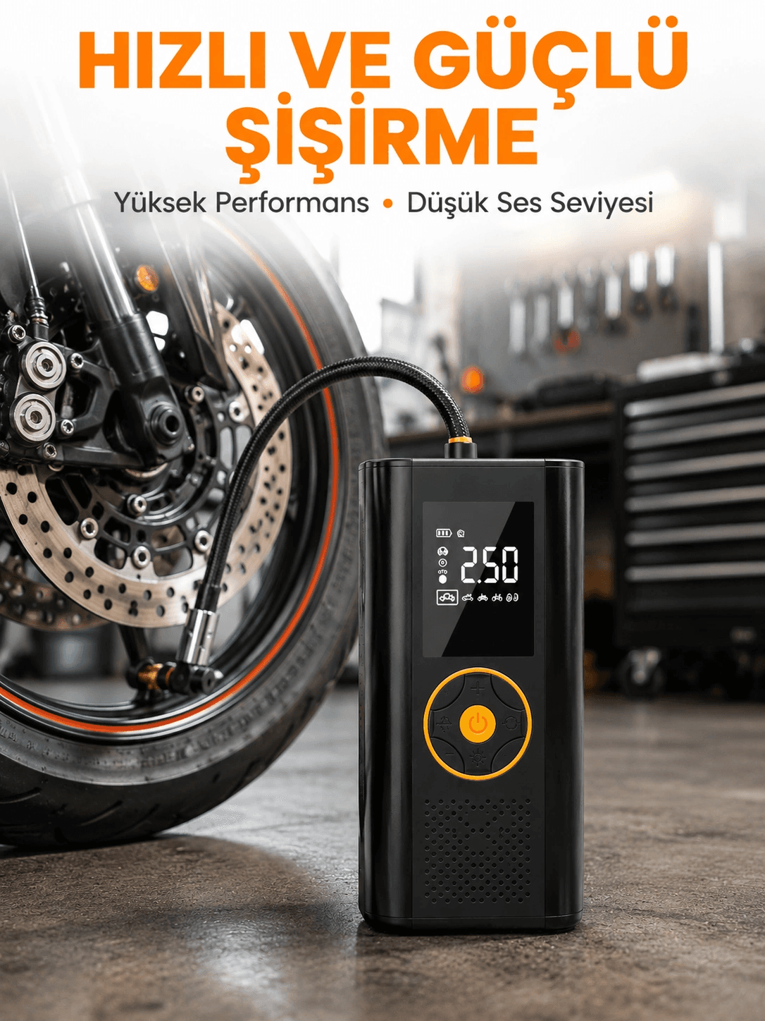 Taşınabilir Dijital Lastik Şişirme Cihazı Güvenli Ve Pratik Kullanım Yeni Nesil