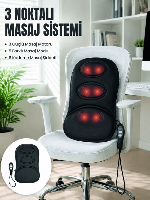 Titreşimli Masaj Koltuk Minderi Kademe Şiddet Ayarlı Isıtma Fonksiyonlu Masaj Pedi
