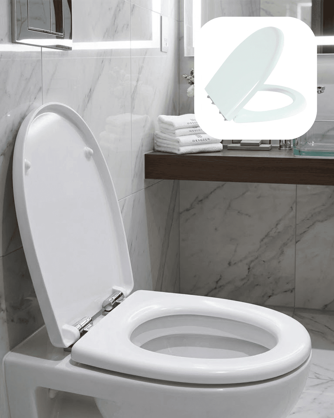 Universal Klozet Kapak Seti Kaydırmaz Alt Yüzey Kolay Temizlik Banyo Aksesuarı