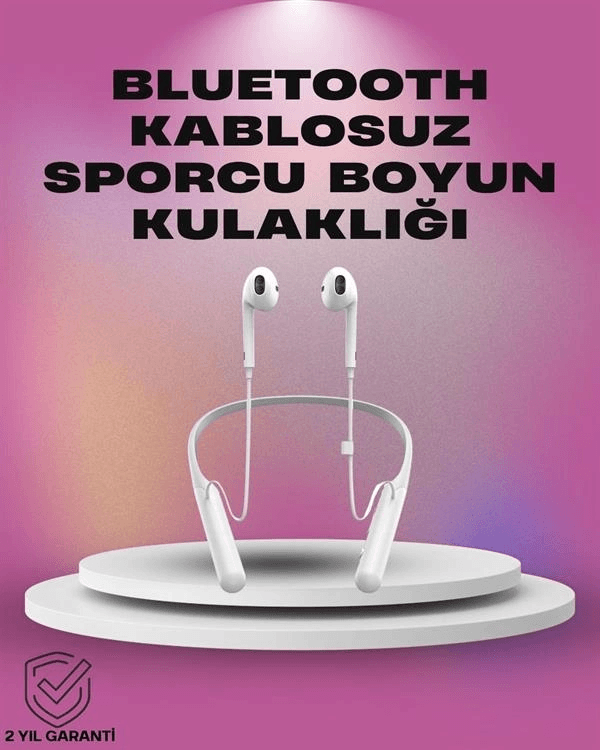 Uzun Pil Ömürlü Kablosuz Kulaklık – Boyun Askılı, 100 Saat Kullanım